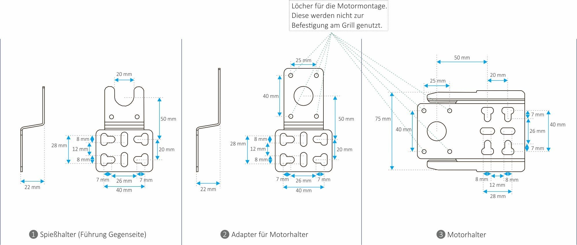 BBQ-Toro Motorhalterung Universal Edelstahl Halter für Grillspieß Motor, Grillmotor Halterung