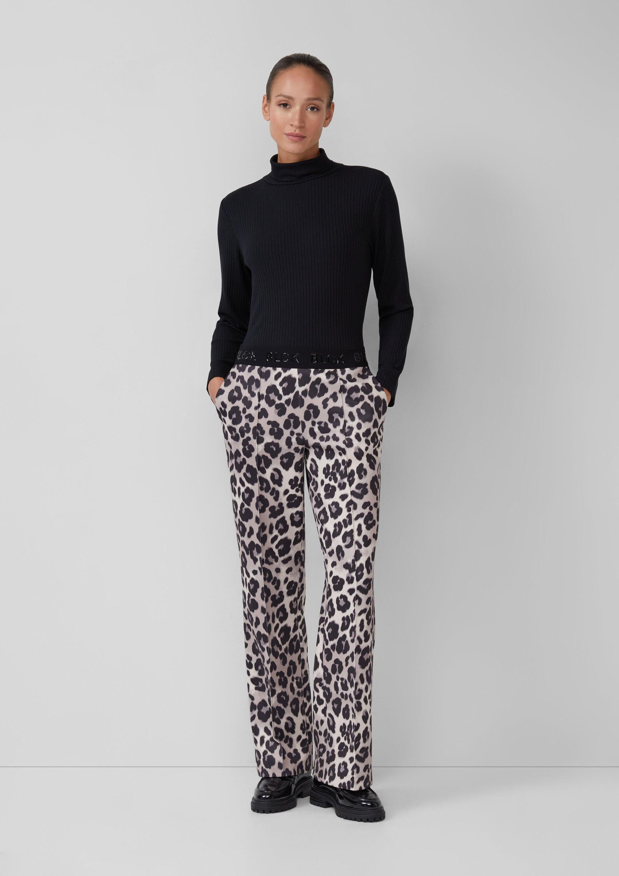 s.Oliver Chinos Hose Wide-Leg-Hose aus Scuba mit Logo-Gummibund