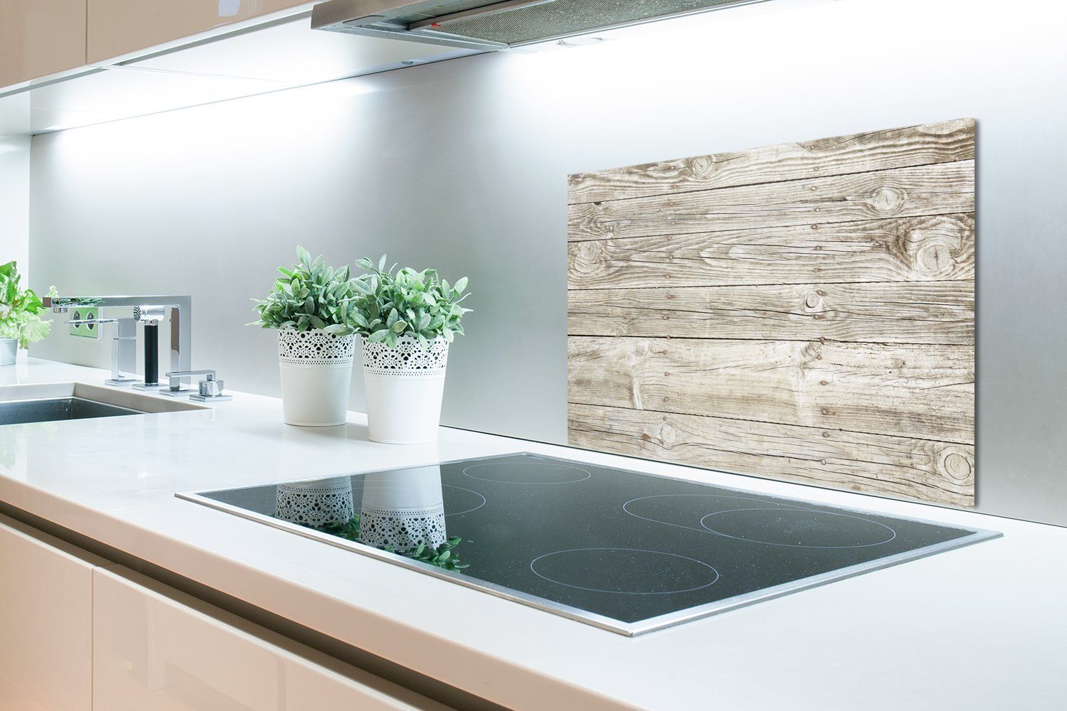 MuchoWow Küchenrückwand Eine helle Holzwand cm, (1-tlg), Hintergrund, küchen Herdblende 60x40 Temperaturbeständig aus als Wandschutz