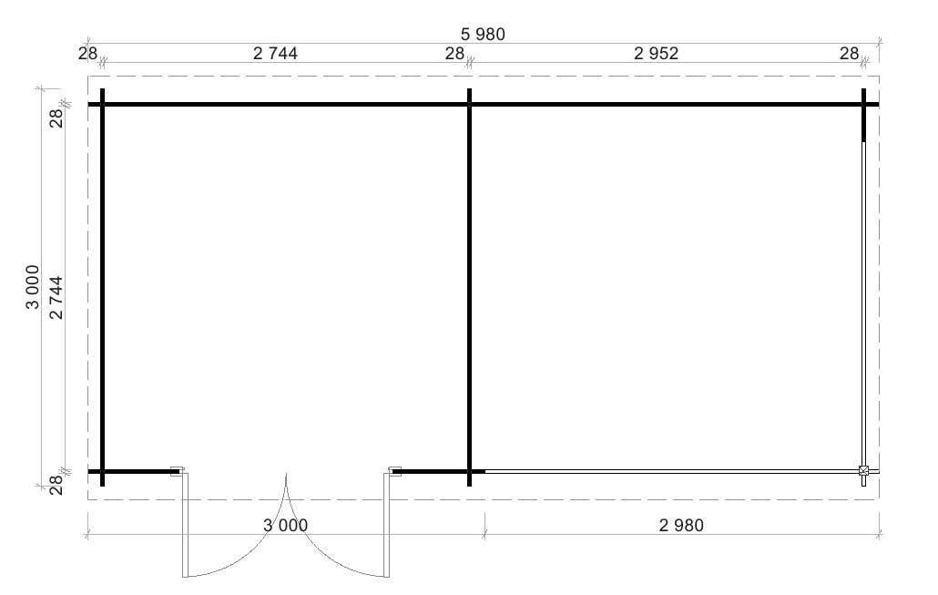 Ohne Schutz-Imprägnierung Maria-Nova-28, Alpholz cm 598x322 BxT: Gartenhaus Gartenhaus