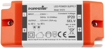 Poppstar LED Transformator 230V AC / 12V DC 1,25A LED Trafo (für 0,15 bis 15 Watt LED Strips, LED Lampen und LED Bänder)