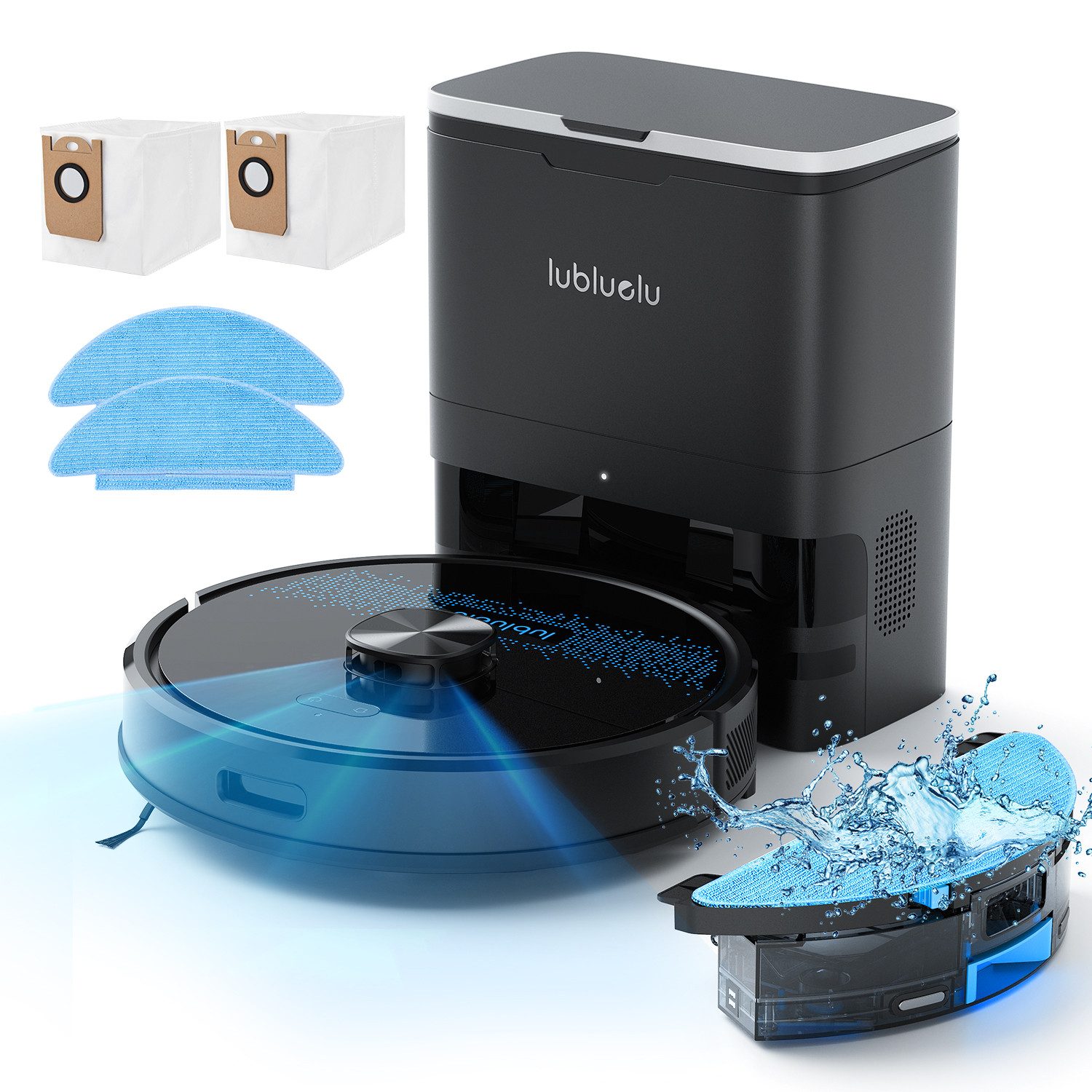 lubluelu Saugroboter SL60 MAX+ Saug- und Wischroboter mit 2,5L Absaugstation 4500Pa, 42 W, mit Beutel