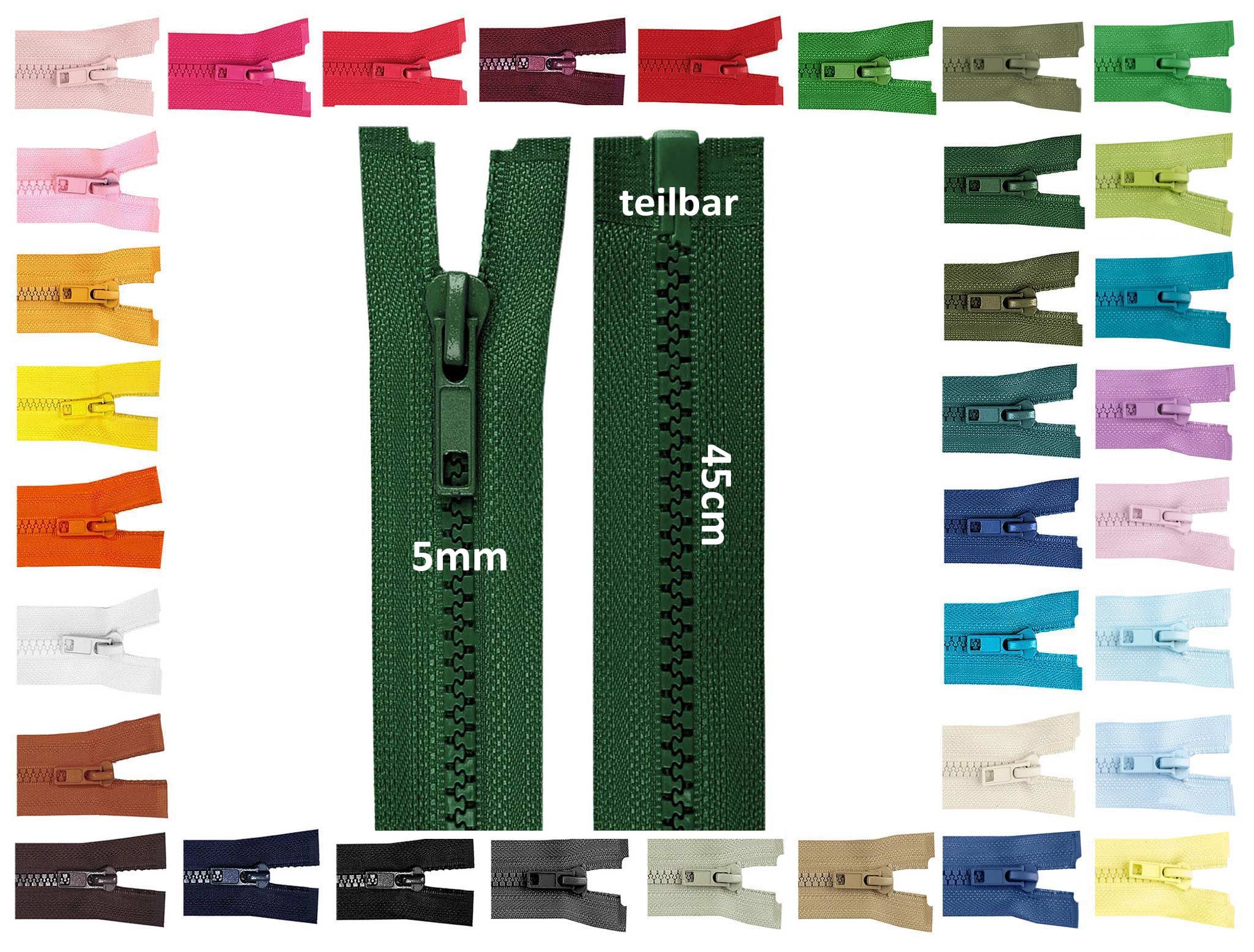 maDDma Reißverschluss 1 Reißverschluss Kunststoff-Profil 5mm 45cm Profilreißverschluss, hellgrün
