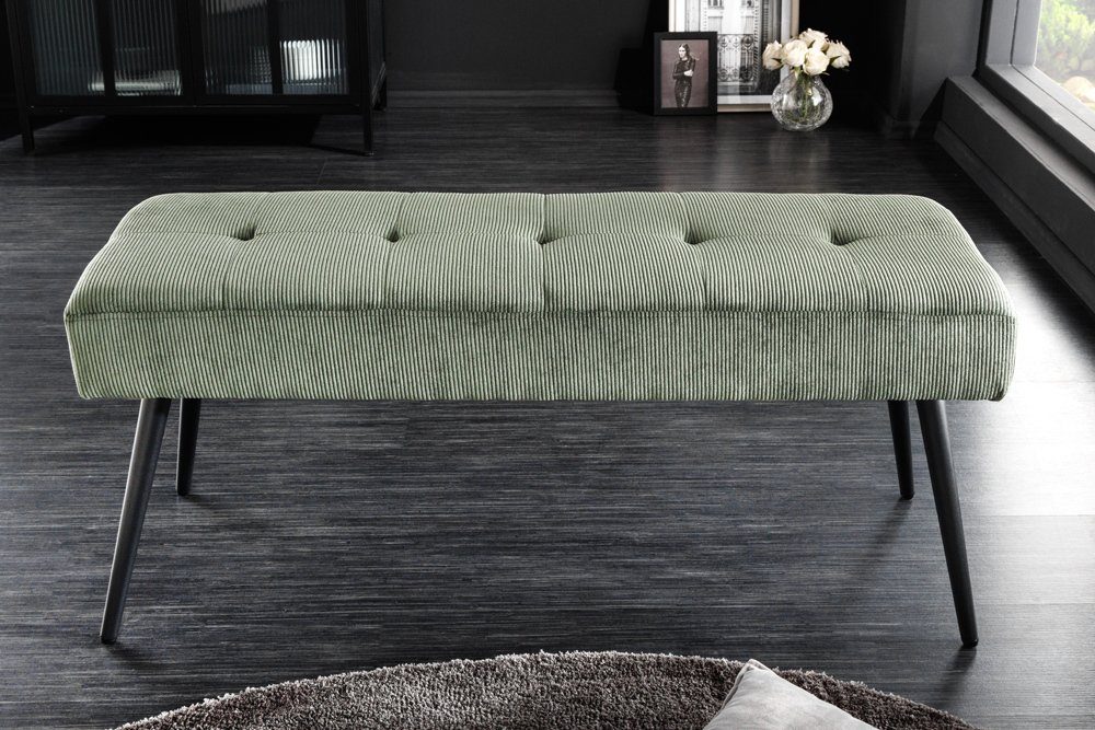 riess-ambiente Sitzbank BOUTIQUE 100cm grün / schwarz (Einzelartikel, 1-St), Wohnzimmer · Cord · Metall · Esszimmer· Flur · Schlafzimmer
