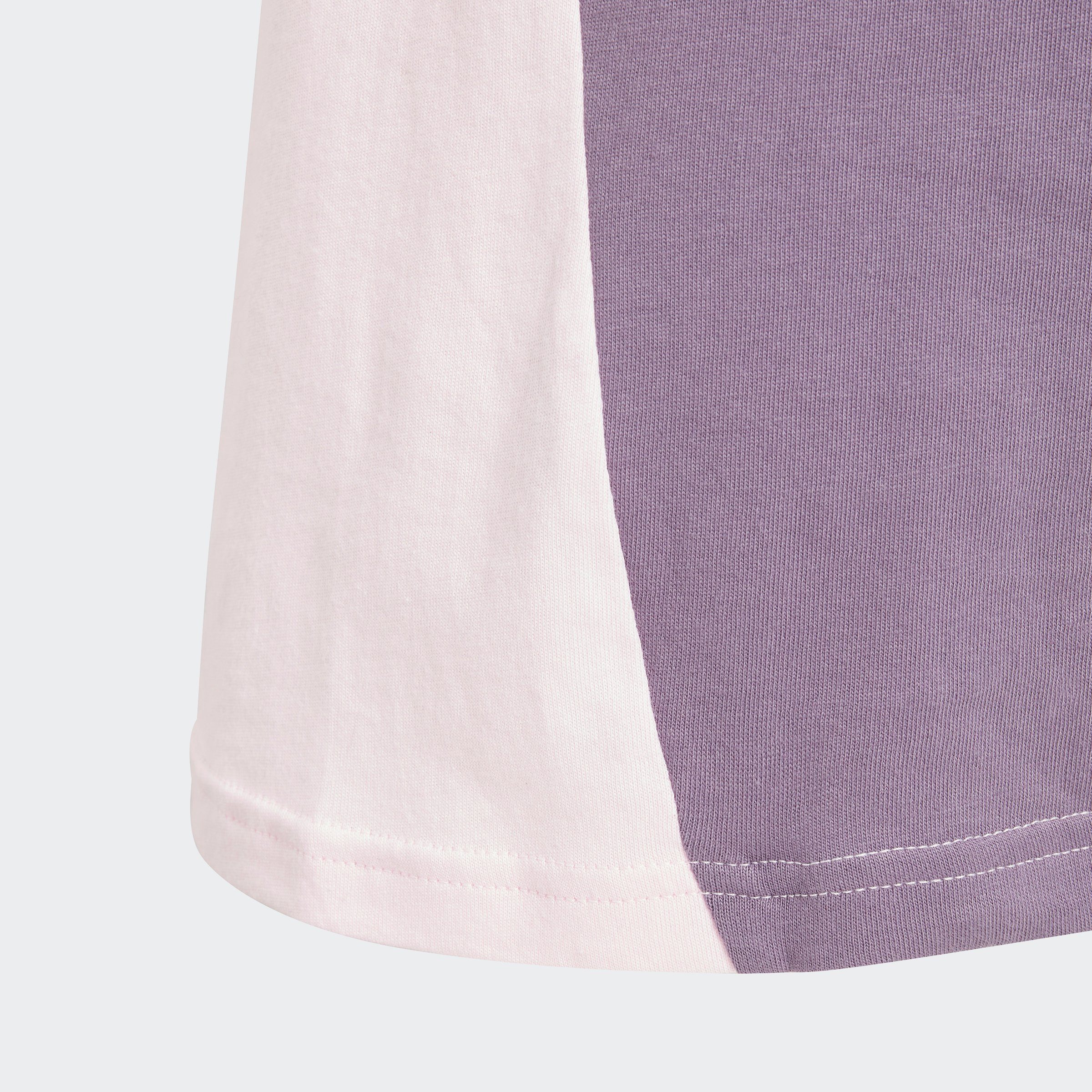adidas Sportswear T-Shirt TIBERIO Shadow COTTON COLORBLOCK Violet 3-STREIFEN / Clear / White KIDS Pink