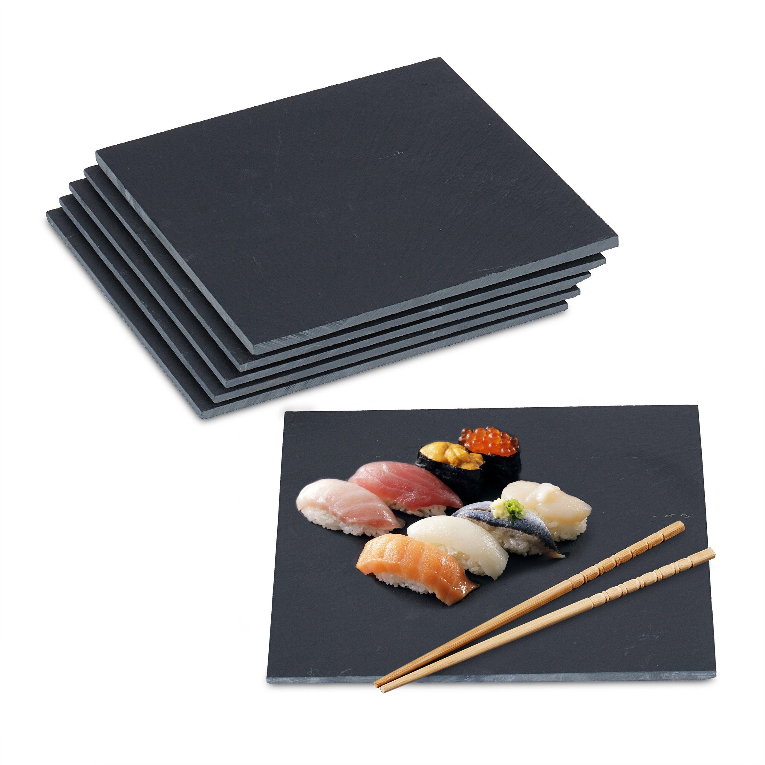 Servierplatte Schieferplatte quadratisch 6er Set