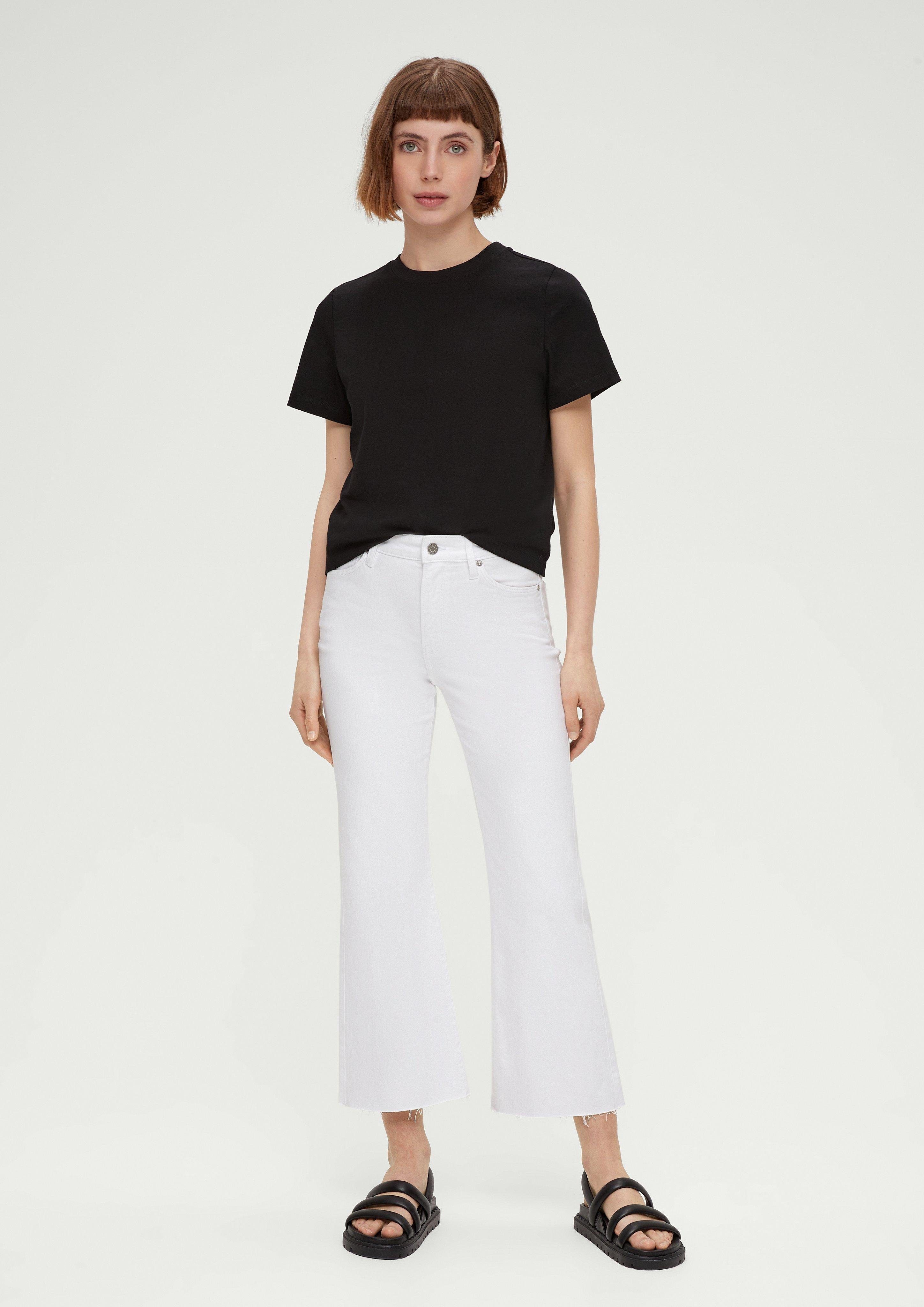 s.Oliver 7/8-Jeans Cropped-Jeans Beverly / Slim Fit / High Rise / Bootcut Leg Waschung, Label-Patch weiß