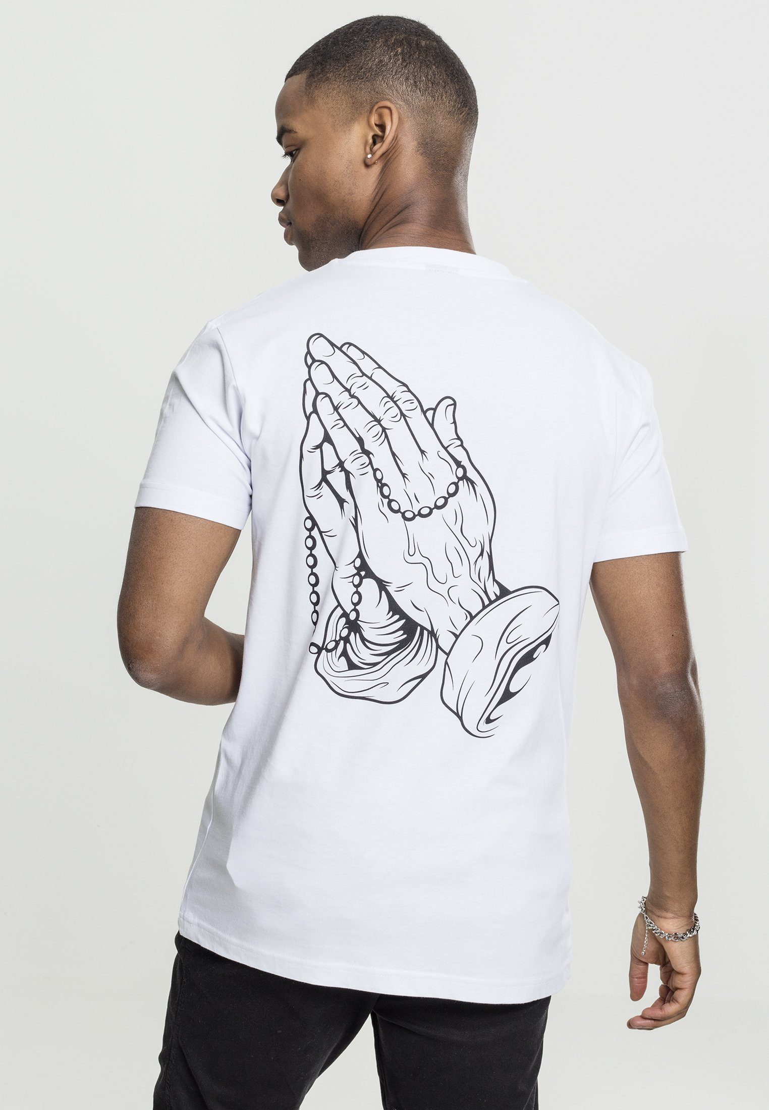 Hands Hands (1-tlg) Mister Pray T-Shirt white Herren MT630 Pray Tee Tee MisterTee
