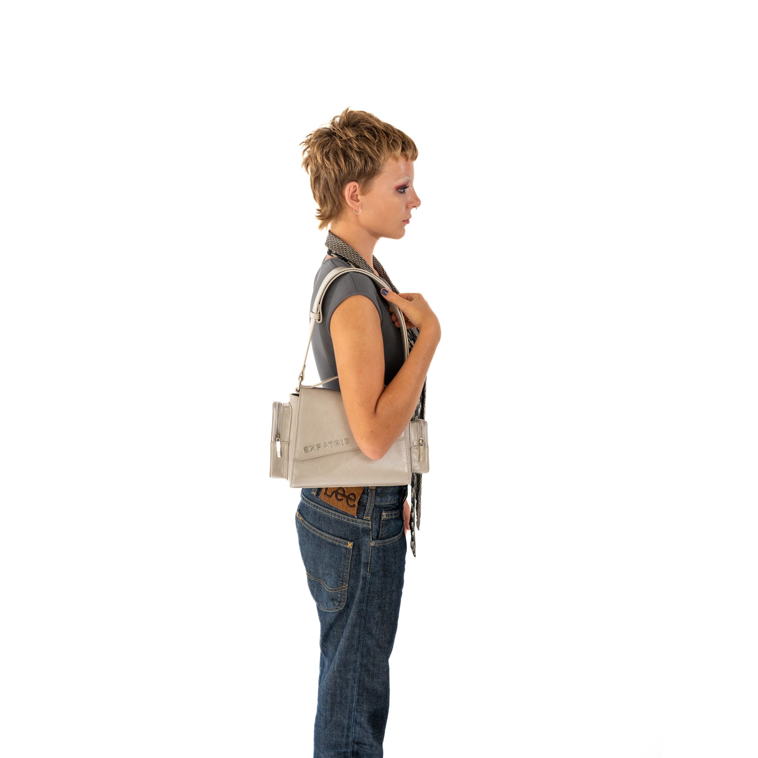 Expatrié Schultertasche Hunter Schultertasche für Damen Retro (1-tlg), Vintage Handtasche im asymmetrischen Design, wasserabweisend
