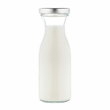 MamboCat Vorratsglas 12er Set Weithalsflasche Karaffe 250 ml + To 53 Deckel silber, Glas