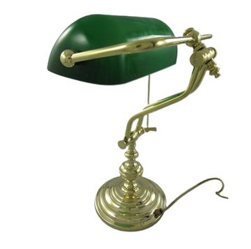 Linoows Tischleuchte Bankerlampe, Schreibtischlampe, Retro Büro Leuchte, ohne Leuchtmittel, je nach Leuchtmittel, schwere Messing Tisch Lampe