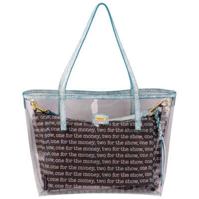 goldmarie Shopper Tasche transparent mit Canvas Bag gemustert türkis, durchsichtig