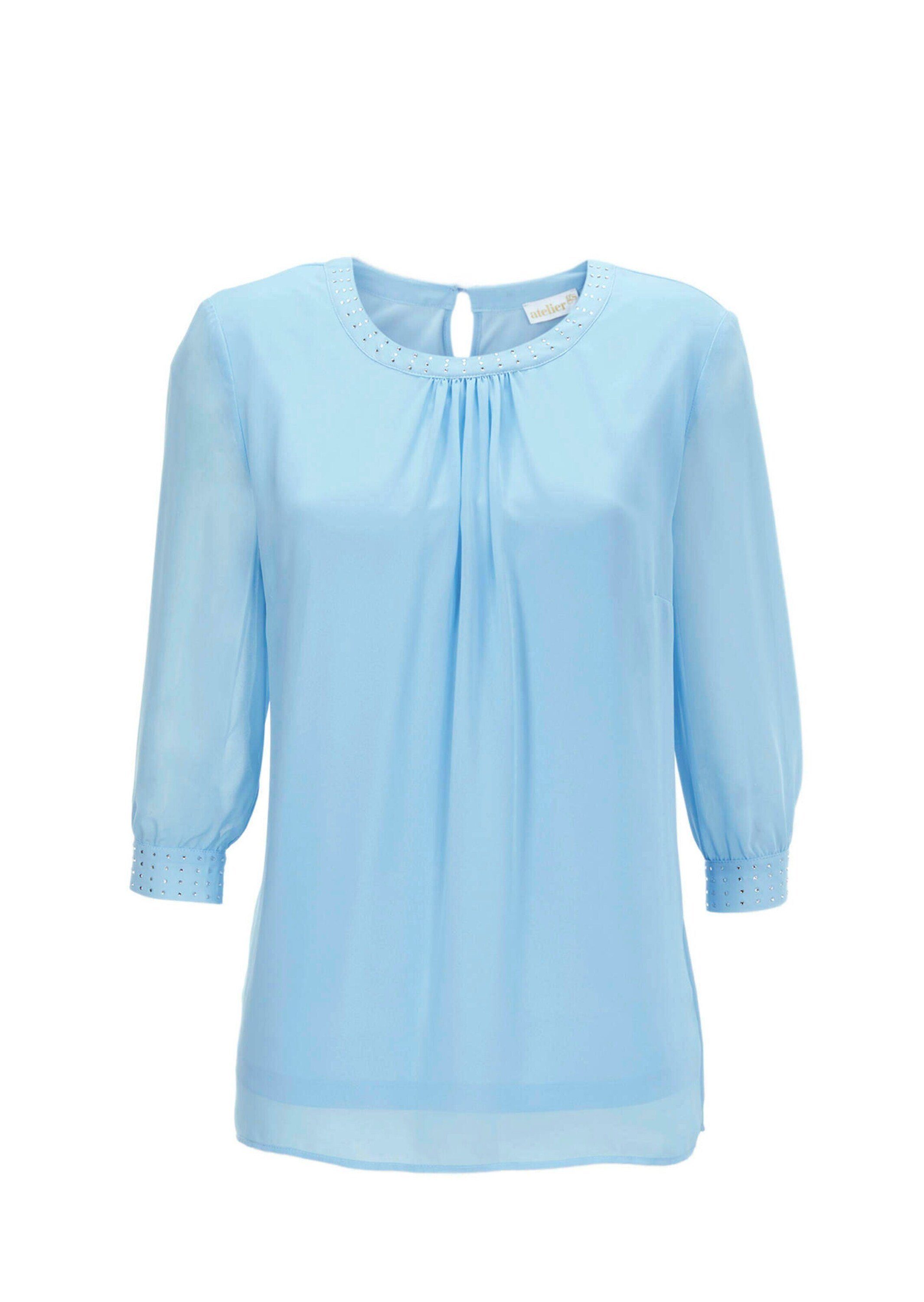 GOLDNER Langarmbluse Bluse aus leichtem Chiffon mit Glitzersteinen