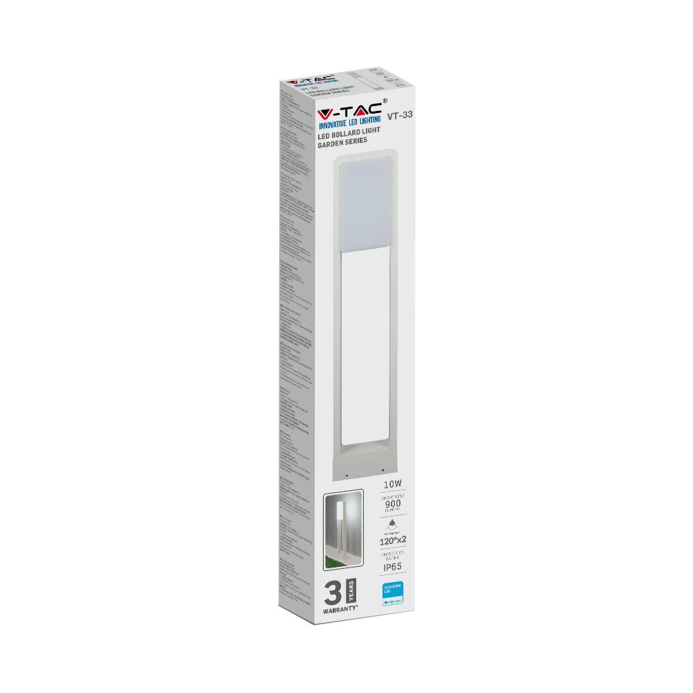 V-TAC LED Außen-Stehlampe, LED-Leuchtmittel fest verbaut, Kaltweiß, Tageslichtweiß, Stehleuchte LED Wegelampe Standleuchte Aluminium weiß IP65 H 80 cm