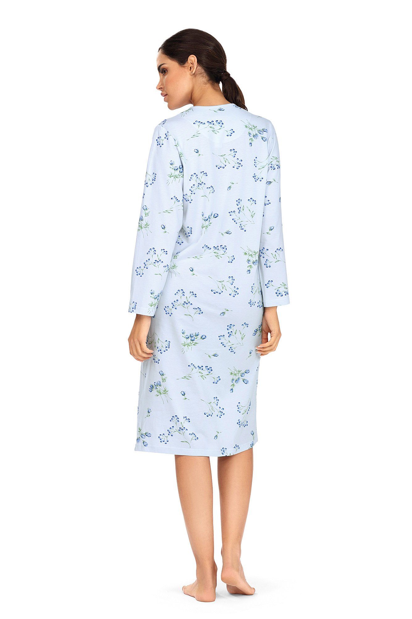 Sleepshirt Baumwolle comtessa 1-tlg., Damen Nachthemd ca.110cm Nachthemd Blumendruck Set) (Set,