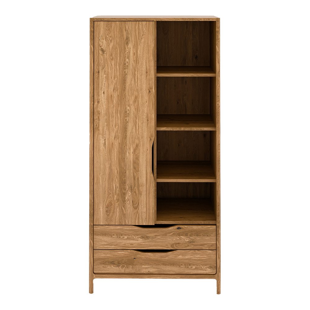Lomadox Kleiderschrank THORNBURY-165 Schlafzimmerschrank, Wildeiche massiv geölt, montiert, grifflos