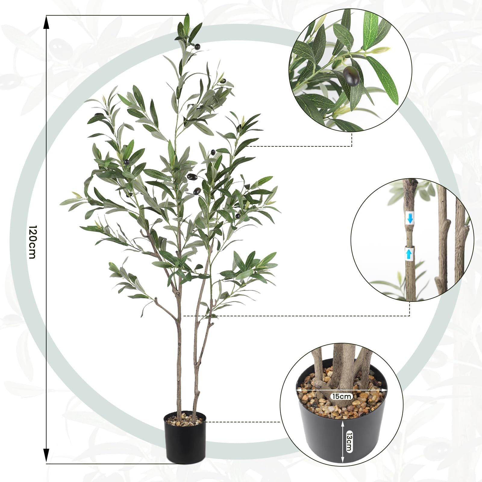 Kunstpflanze Künstliche Pflanzen Kunstbaum, YOLEO, Höhe 120 cm, Olivenbaum/ günstig online kaufen