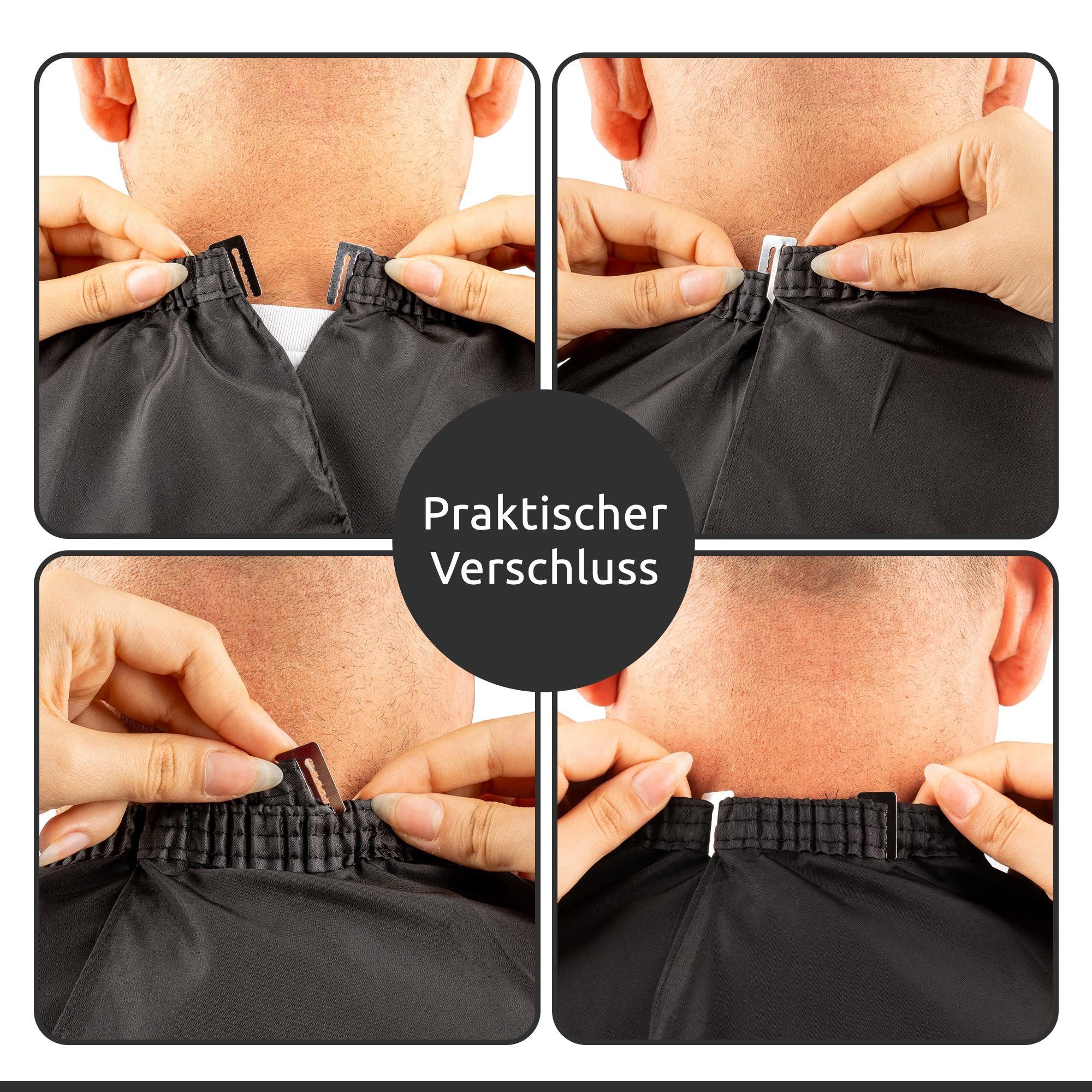 ECENCE Umhängeschürze Friseurumhang mit Kamm und Nackenpinsel - Schwarz, (3-tlg)