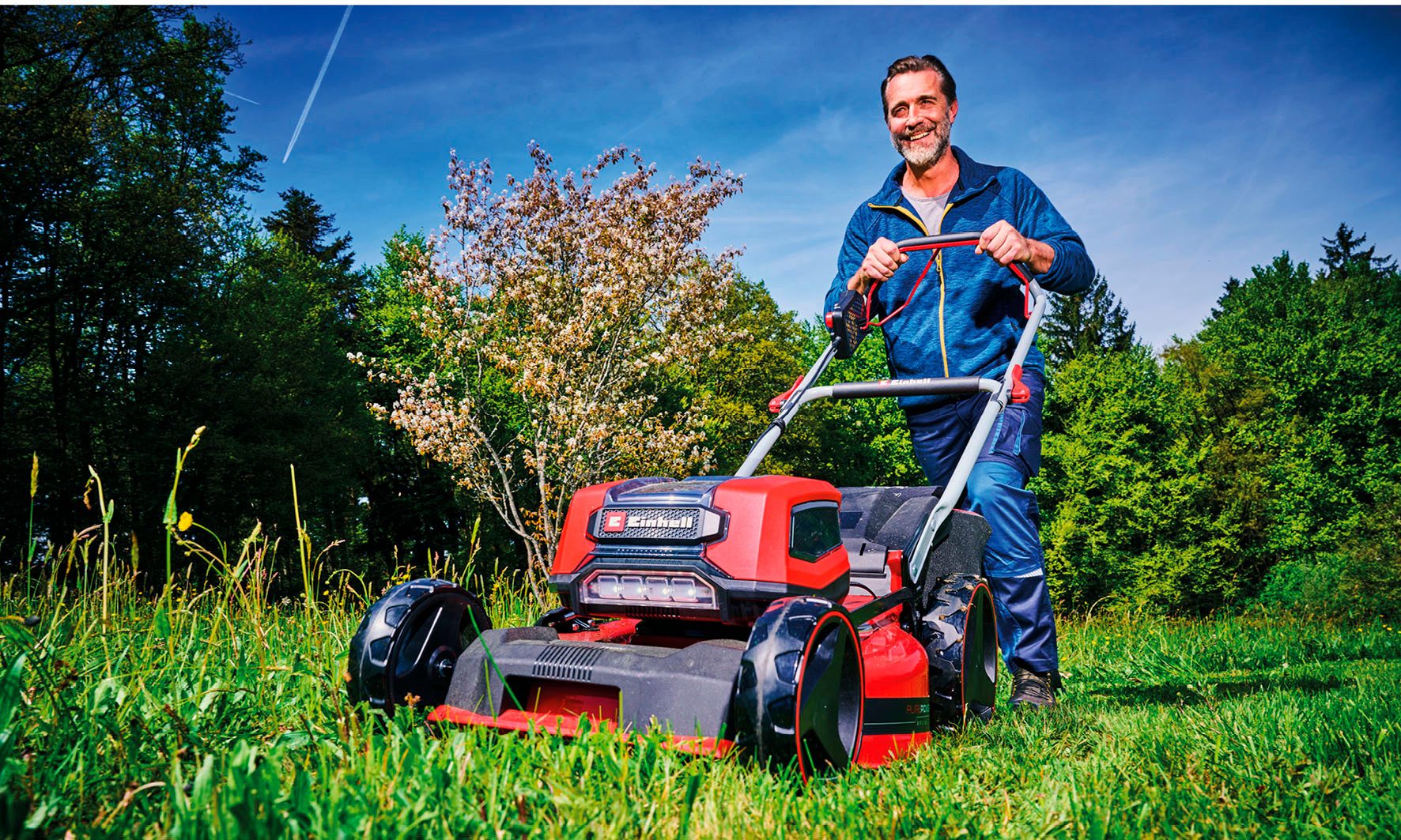 Einhell Akkurasenmäher GP-CM 36/47 S Li BL (4x4,0Ah), 47 cm Schnittbreite, 4 x 4 Ah Akku und 2 Twincharger – Bild 4 von 5