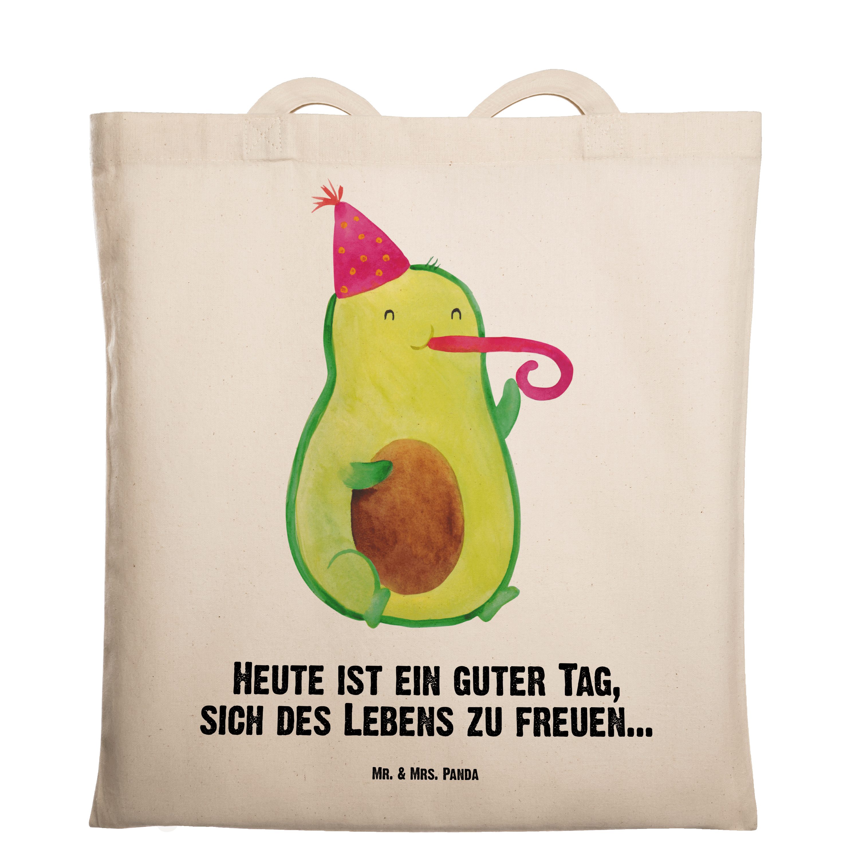 Mr. & Mrs. Panda Tragetasche Avocado Partyhupe - Transparent - Geschenk, Einkaufstasche, Stoffbeut (1-tlg)
