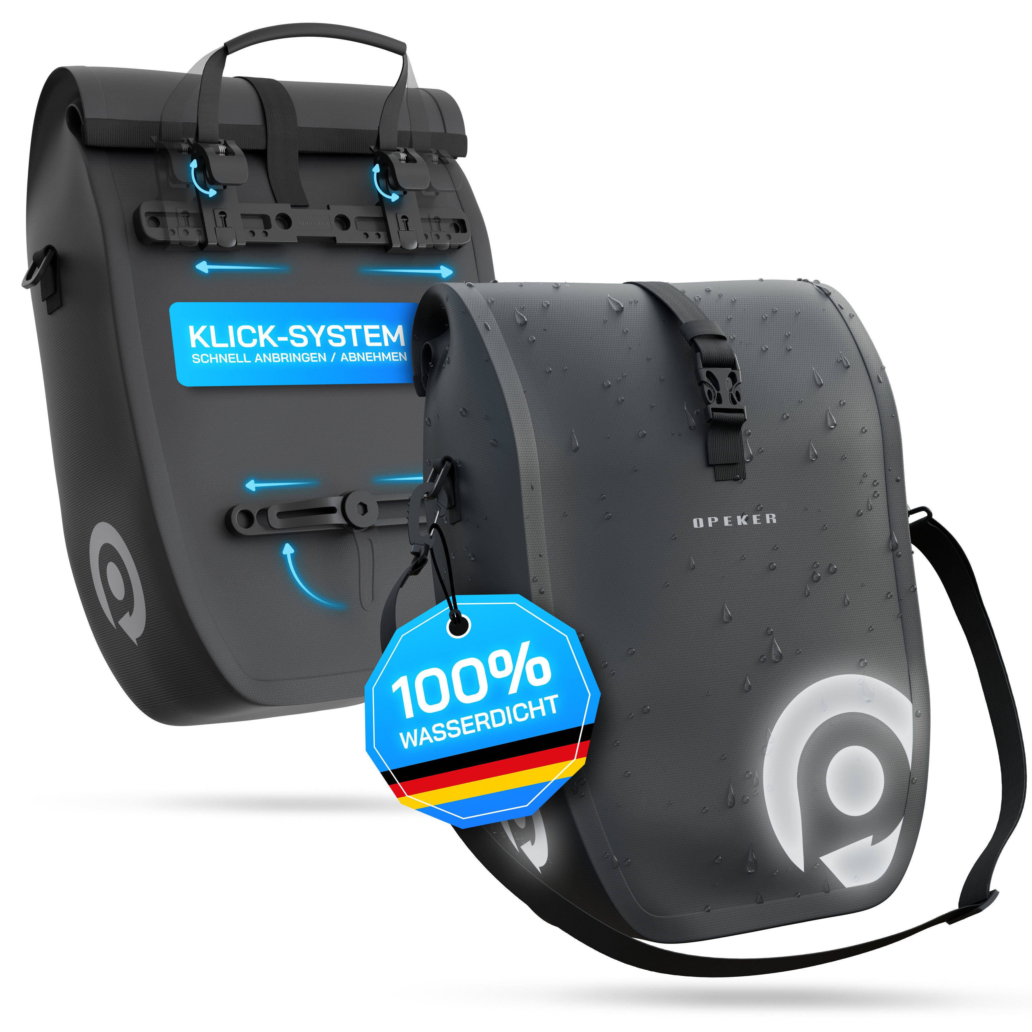 Fahrrad-Gepäckträger Universal Fahrradtasche 20L & 28L abnehmbar, wasserdicht, klick-system