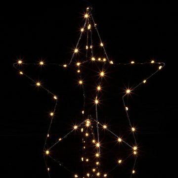 Casaria Weihnachtsfigur, LED Weihnachtsstern Beleuchtet Innen & Außen Batterie Hängend Timer