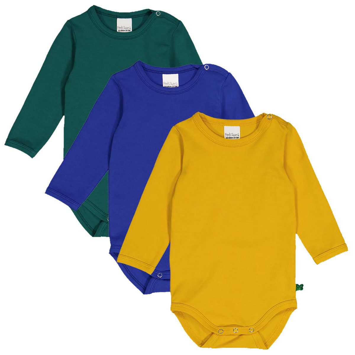 Fred's World by GREEN COTTON Langarmbody 1582056101 Jungen (3-tlg) Langarm Einteiler, Body, Longsleeve-Body, Bodysuit, Stretchbody