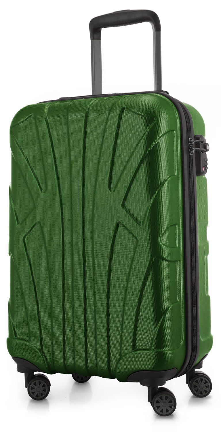 Suitline Handgepäckkoffer S1, 4 Rollen, Robust, Leicht, TSA Zahlenschloss, 55 cm, 33 L Packvolumen Grün