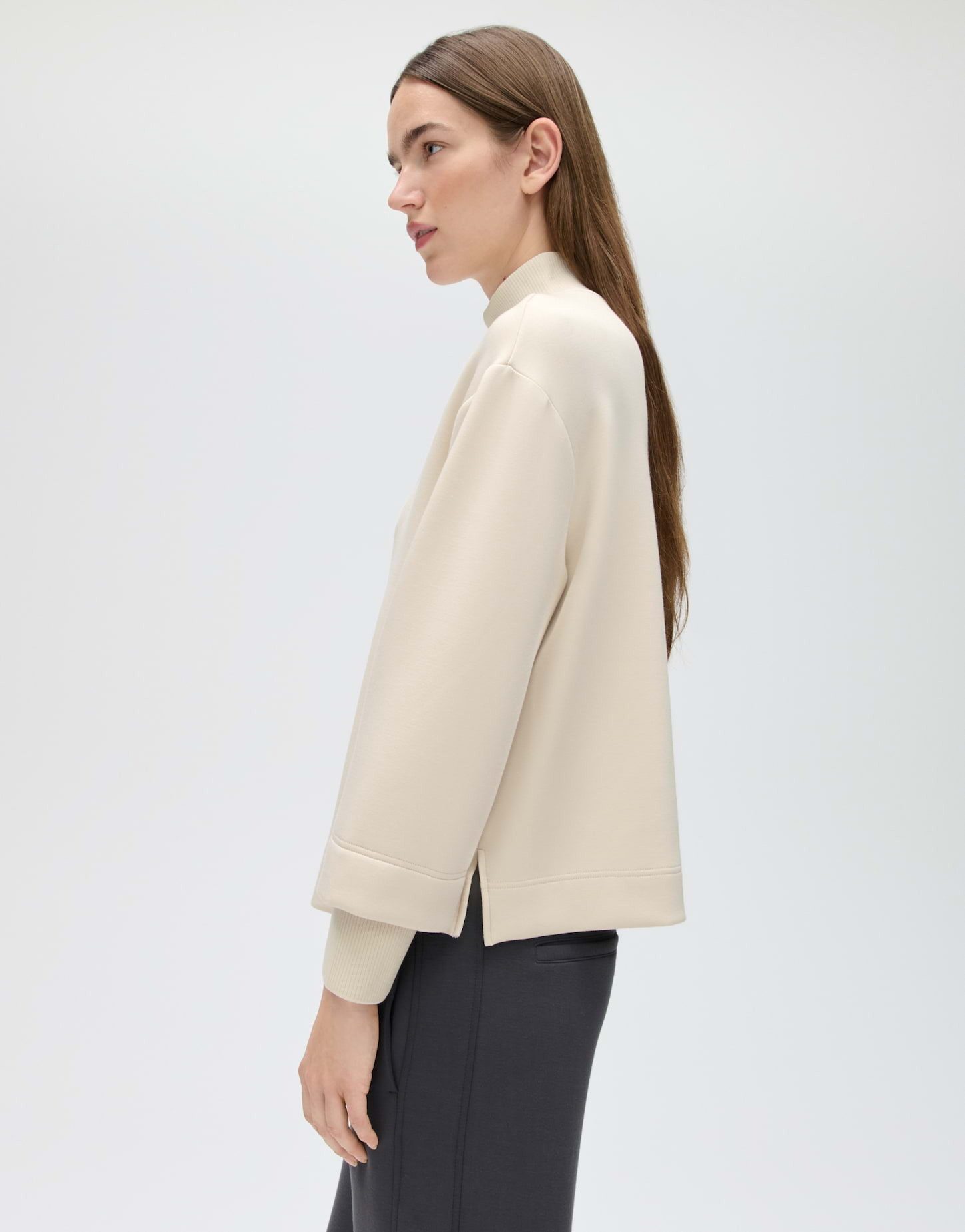 OPUS Sweatshirt Gluba club aus Sweatware mit Rippstruktur Leicht verkürzte, gerade Form mit geripptem Stehkragen – Bild 5 von 5