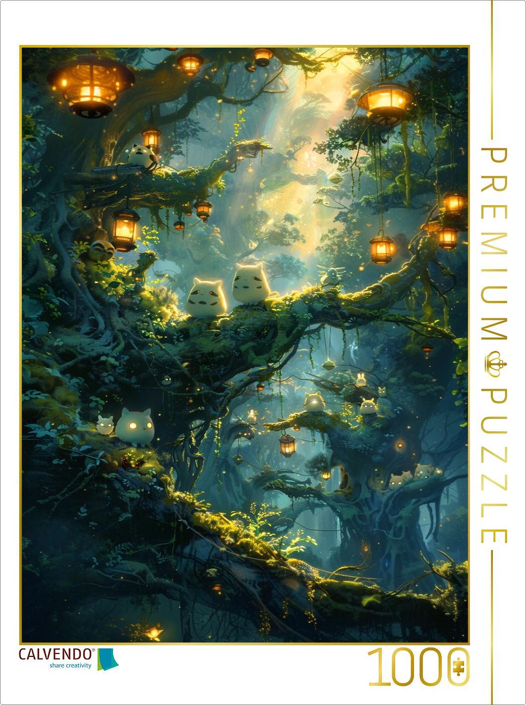 CALVENDO Puzzle CALVENDO Puzzle Nachts im Wald - Waldgeister im Anime Stil, günstig online kaufen