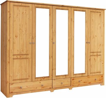 Home affaire Schlafzimmer-Set Hugo, (Set, 4-St), Bett 180x200 cm, 5-trg Kleiderschrank und 2 Nachttische
