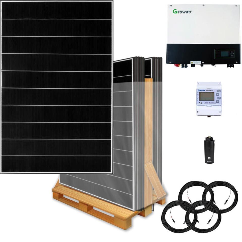 Lieckipedia 4600 Watt Hybrid Solaranlage, Basisset einphasig inkl. Growatt Wechsel Solar Panel, Schindeltechnik