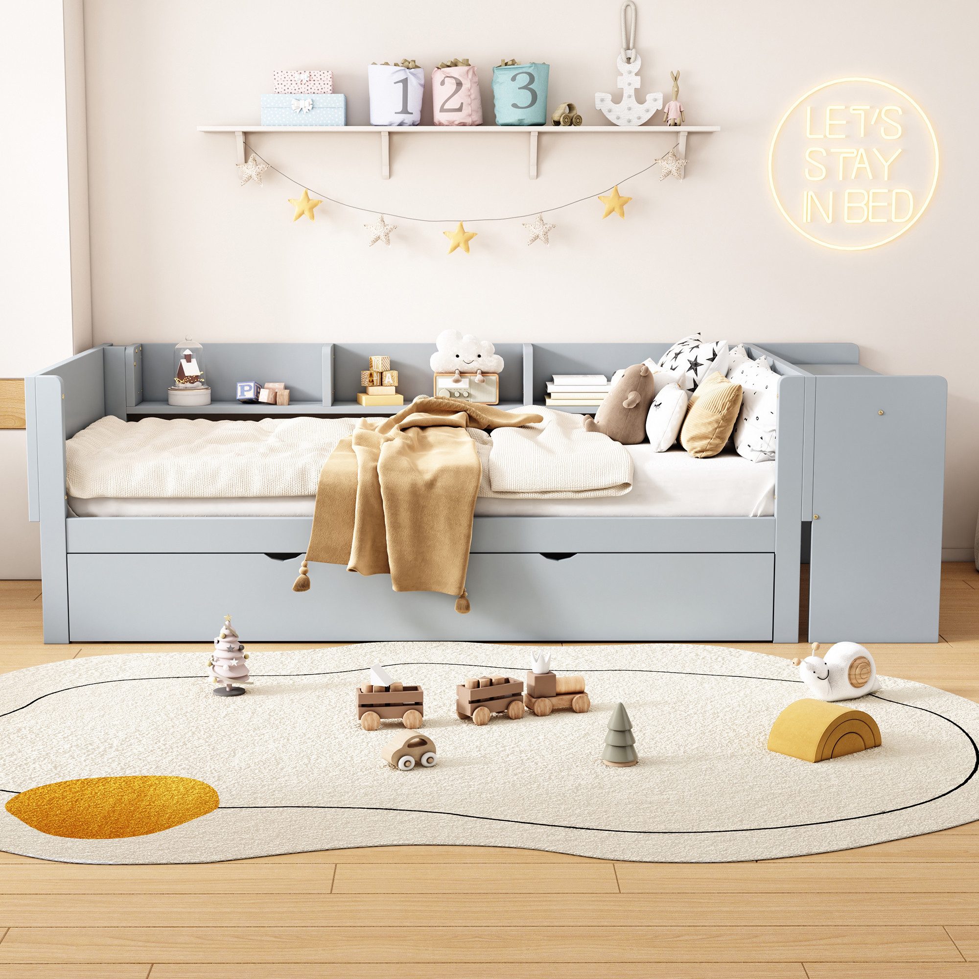 TavilaEcon Einzelbett Multifunktionales Kinderbett mit Schreibtisch günstig online kaufen