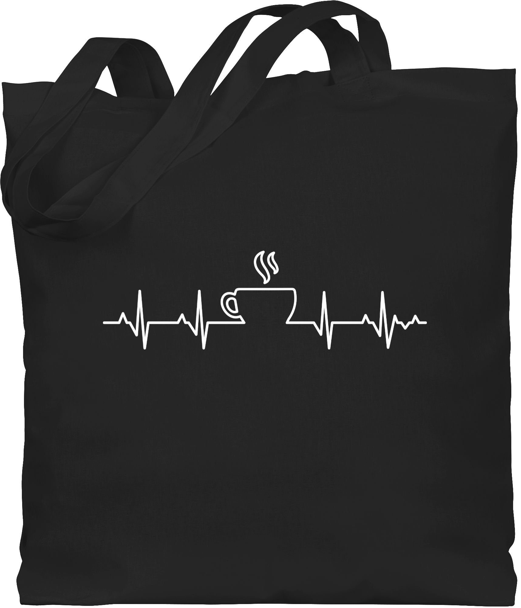 Shirtracer Umhängetasche Herzschlag Kaffee, Küche 1 Schwarz | Canvas-Taschen