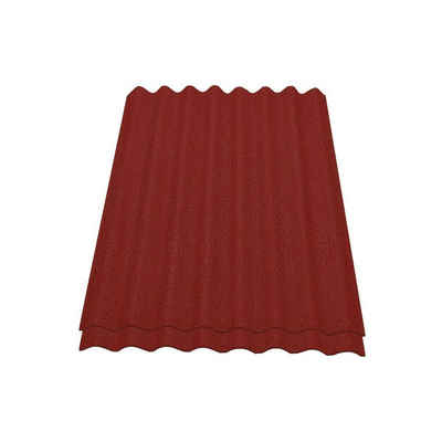 Onduline Dachpappe Onduline Easyline Dachplatte Wandplatte Bitumenwellplatten Wellplatte 2x0,76m² - rot, wellig, 1.52 m² pro Paket, (2-St)