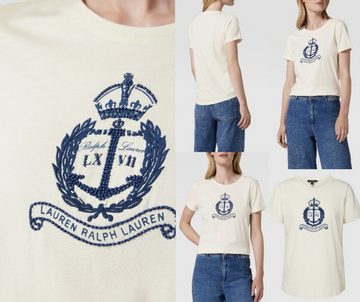 Ralph Lauren T-Shirt LAUREN RALPH LAUREN HAILLY Top Bluse Shirt T-shirt In Offwhite New XS