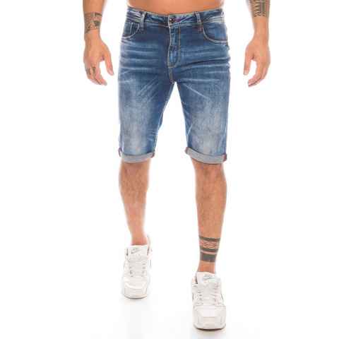 Cipo & Baxx Caprijeans Herren Capri Denim Jeans Short kurze Hose Modische Akzente und Stretchanteil
