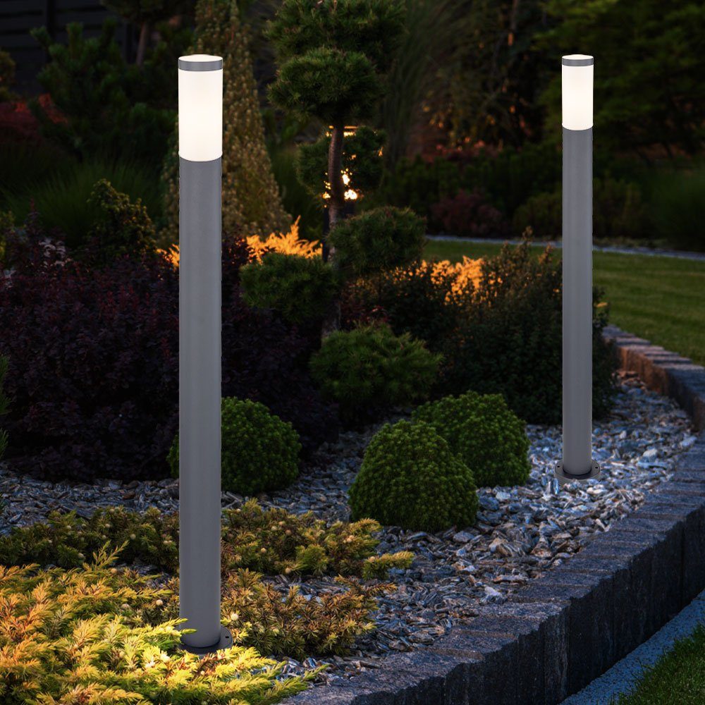 etc-shop LED Außen-Stehlampe, inklusive, Beleuchtung ANTHRAZIT Wege Leuchtmittel Garten Steh Leuchte Warmweiß