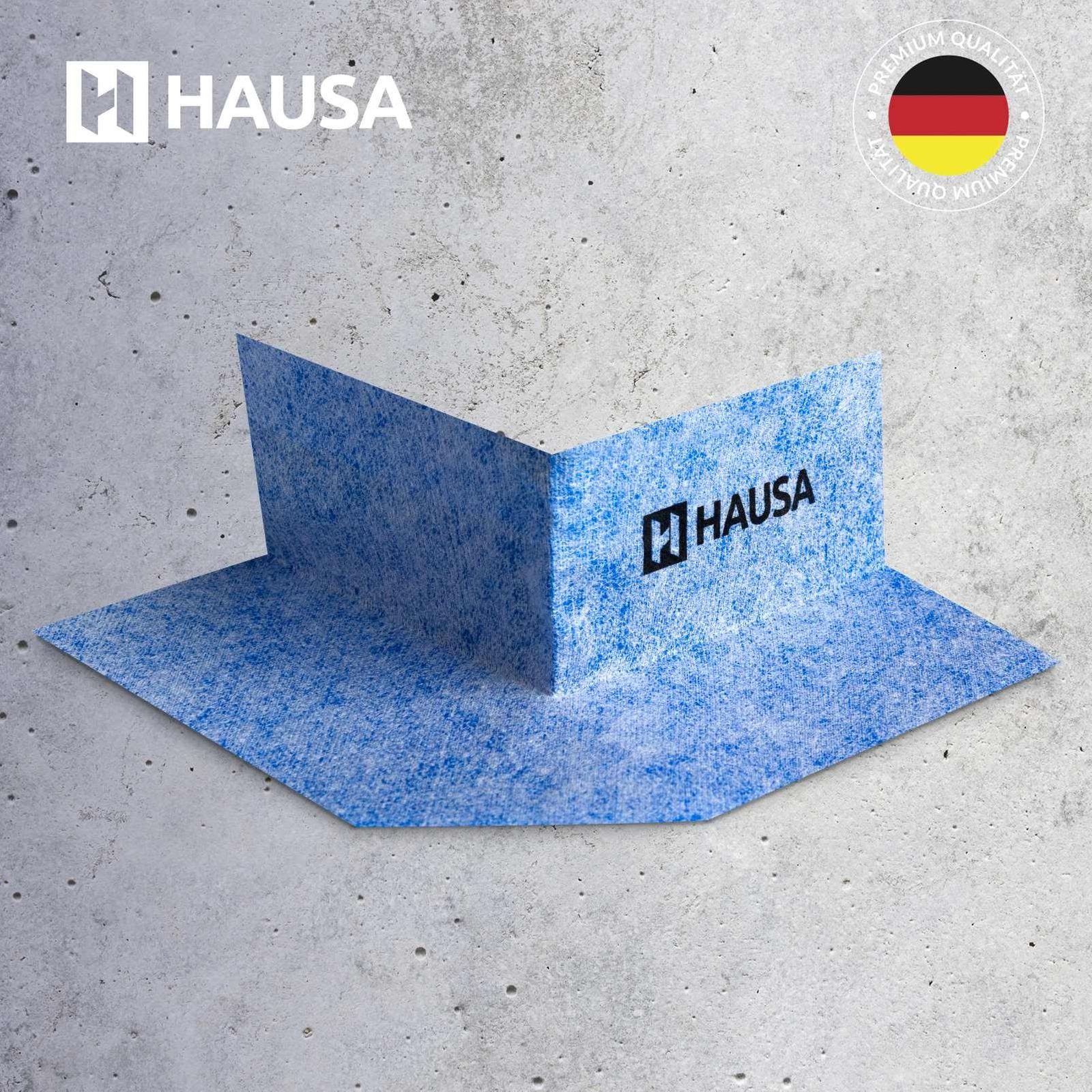 Hausa Bodenfliese Außenecke PRO3 Dichtecke, 3-lagige Aufbau, blau, Eckabdichtung für Sanitär Bad Dusche Terrasse Balkon, wasserfeste Abdichtung unter Fliesen elastische Eck-Dichtband