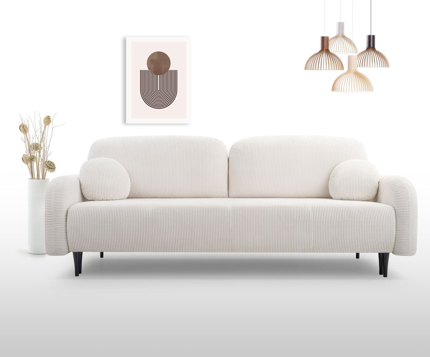 Feldmann-Wohnen 2-Sitzer Cloud, 230cm Farbe wählbar mit Schlaffunktion und Bettkasten weiß