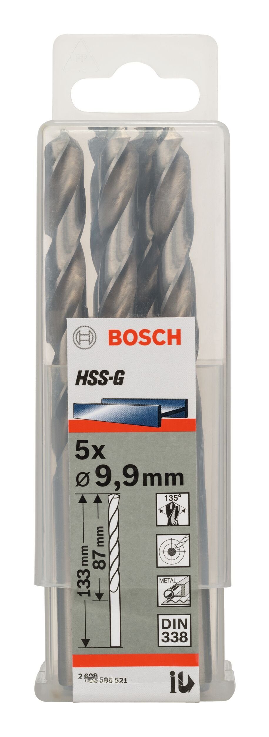 BOSCH Metallbohrer, (5 5er-Pack HSS-G 9,9 x x 338) - mm 133 87 Stück), (DIN 