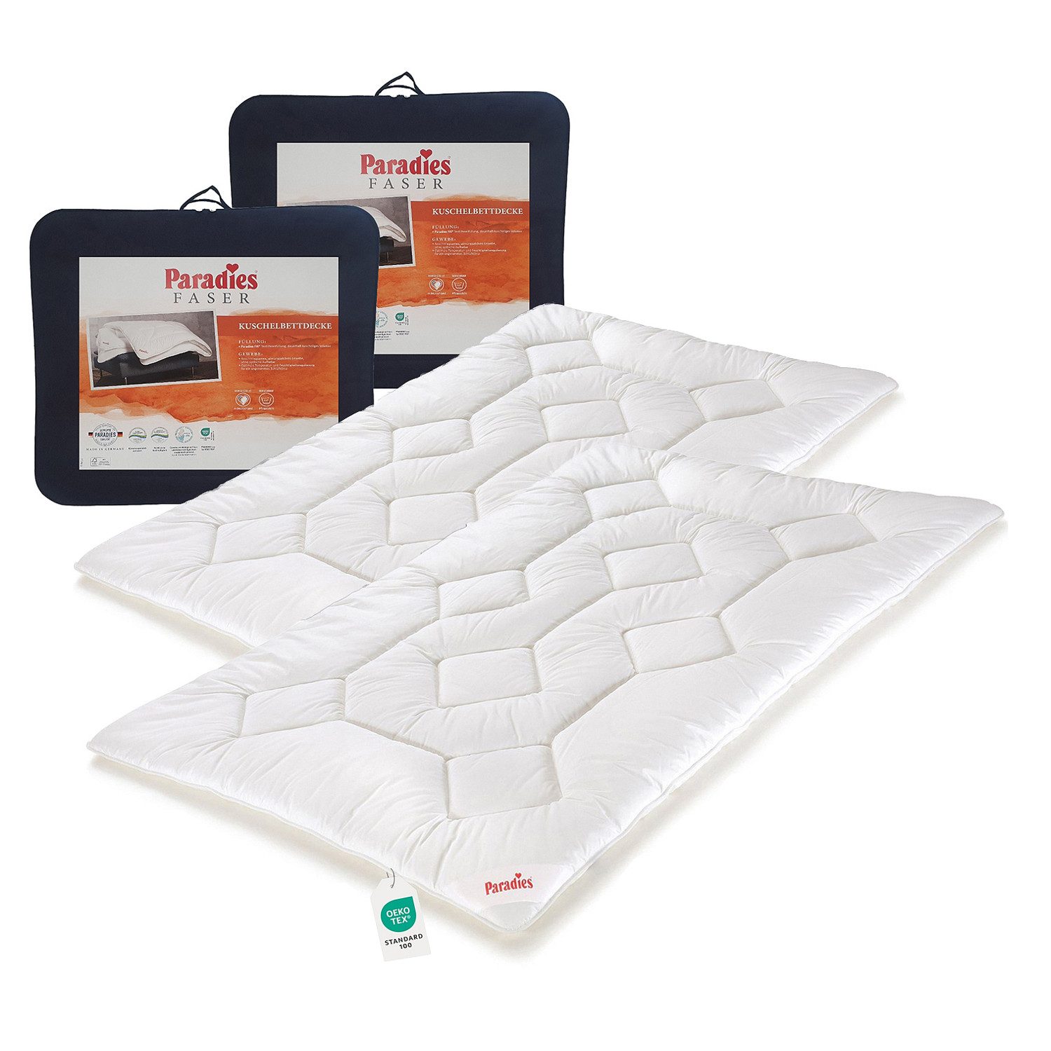 Paradies Kunstfaserbettdecke 2 Stk Paradies Fill Halia Ganzjahresbett warme Bettdecke Decke 135x200, Füllung: Paradies Fill Fasertechnologie für dauerhaft kuscheliges Volumen, 50% recycelt., Bezug: 100% Baumwolle, veredelt mit Aloe vera