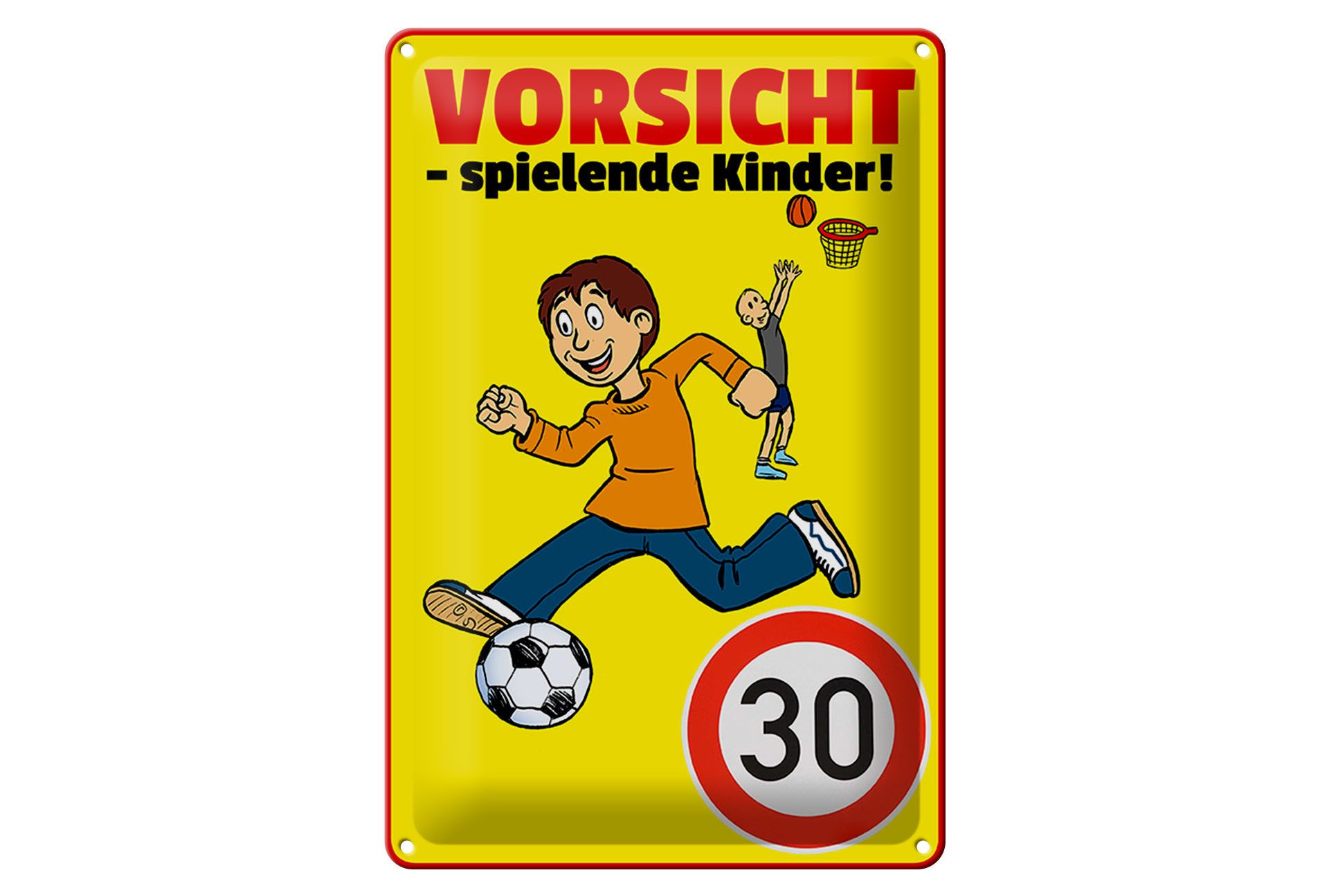 Femer GmbH Metallschild Hinweis 20x30cm Vorsicht spielende Kinder 30Kmh, (1 St), gewölbte Oberfläche, abgerundete Ecken, umgeschlagene Kanten