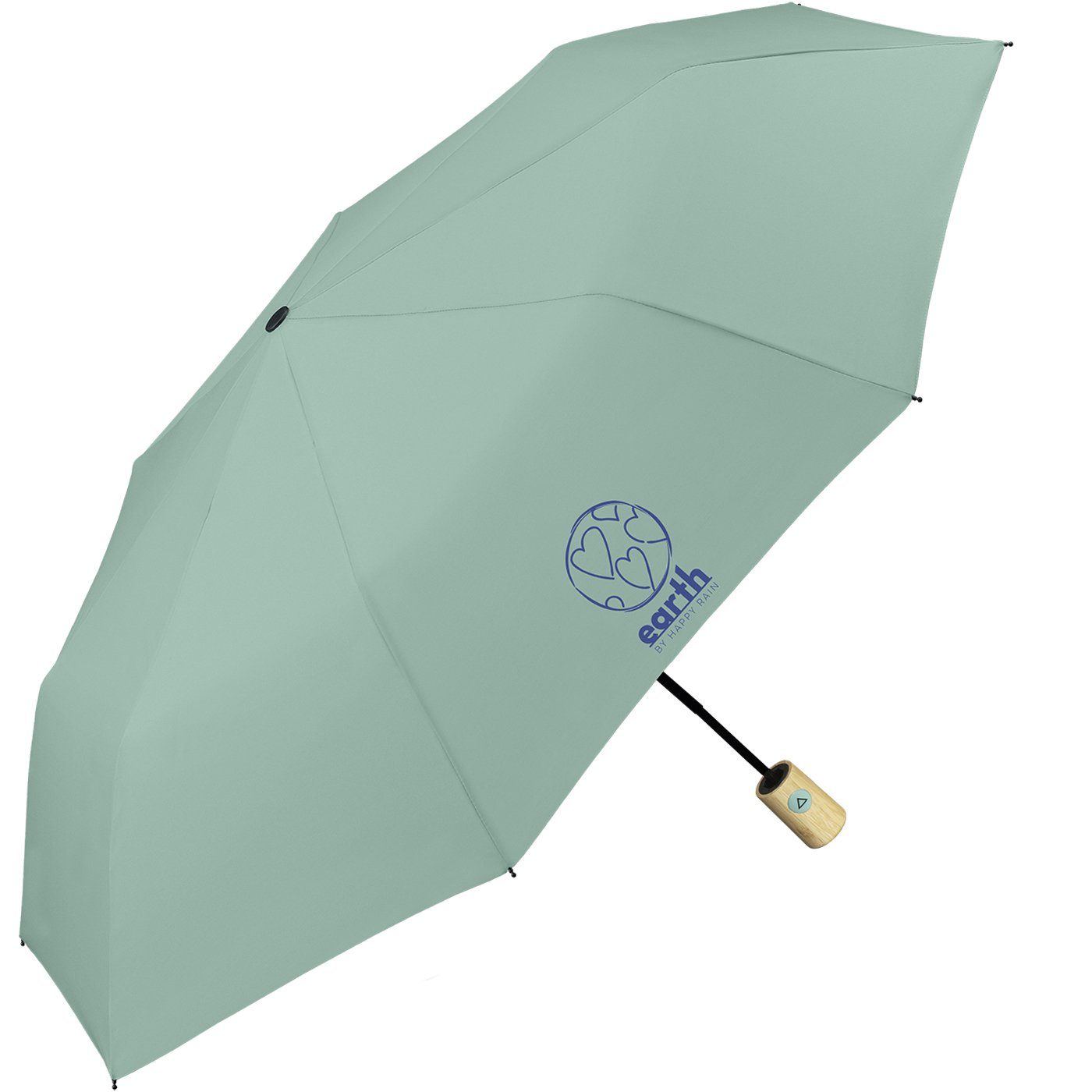 HAPPY RAIN Auf-Automatik, gut Schirm nachhaltiger mit Umwelt türkis Taschenregenschirm tun Earth - geschützt die für etwas