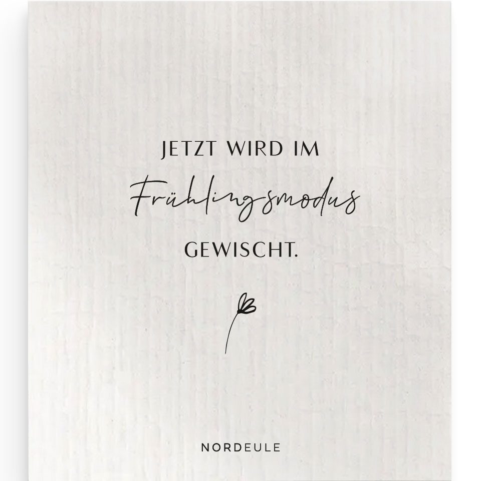 NORDEULE Frühling Schwarz-Weiß mit Spruch Reinigungstuch (70 % Holz-Zellulose, 30 % Baumwolle, Set, 9-tlg., ideales Geschenk zu Ostern, im Osternest, Mitbringsel, Osterwichteln)