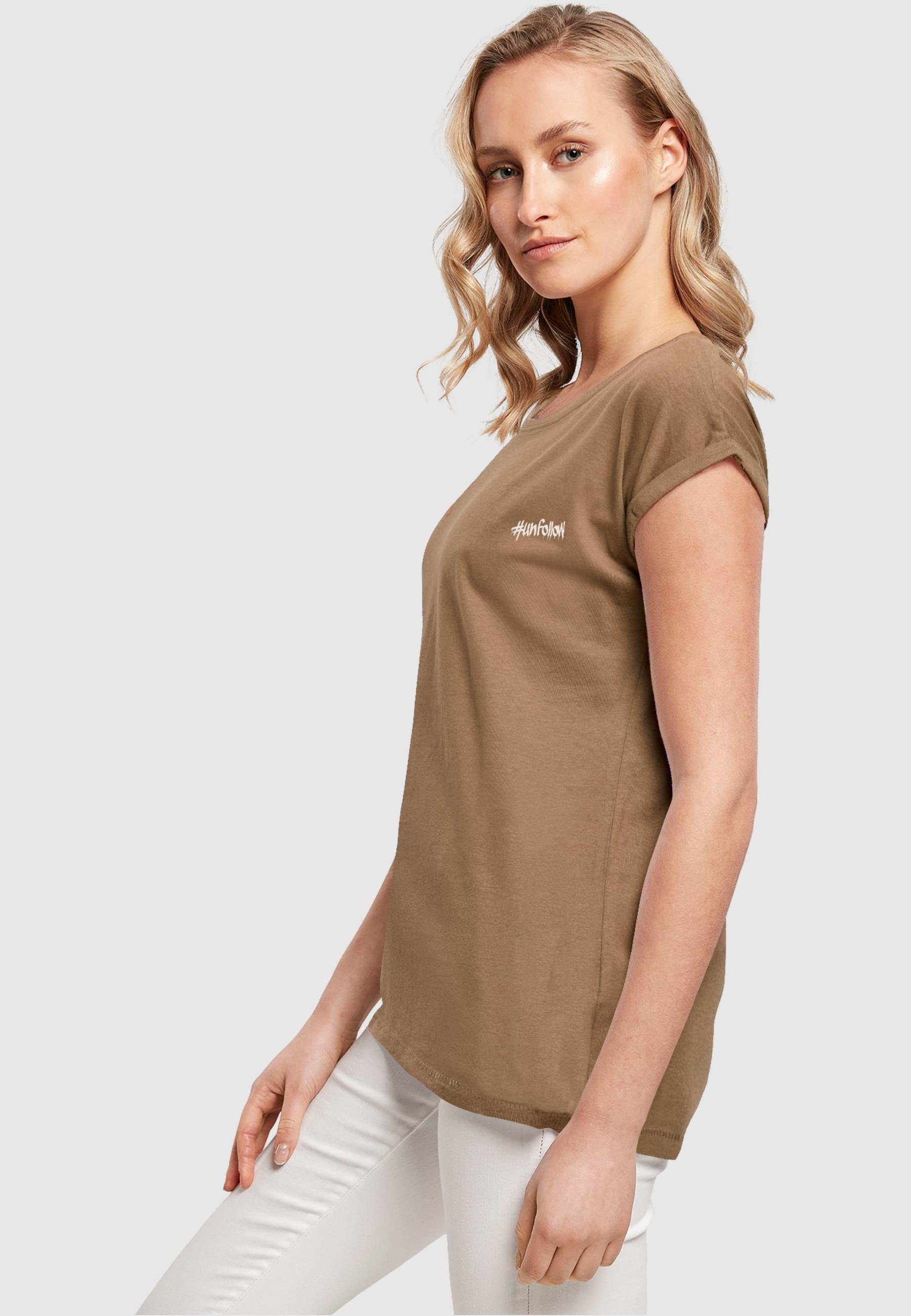 Shoulder (1-tlg) olive Extended Ladies Unfollow Merchcode Tee Damen T-Shirt