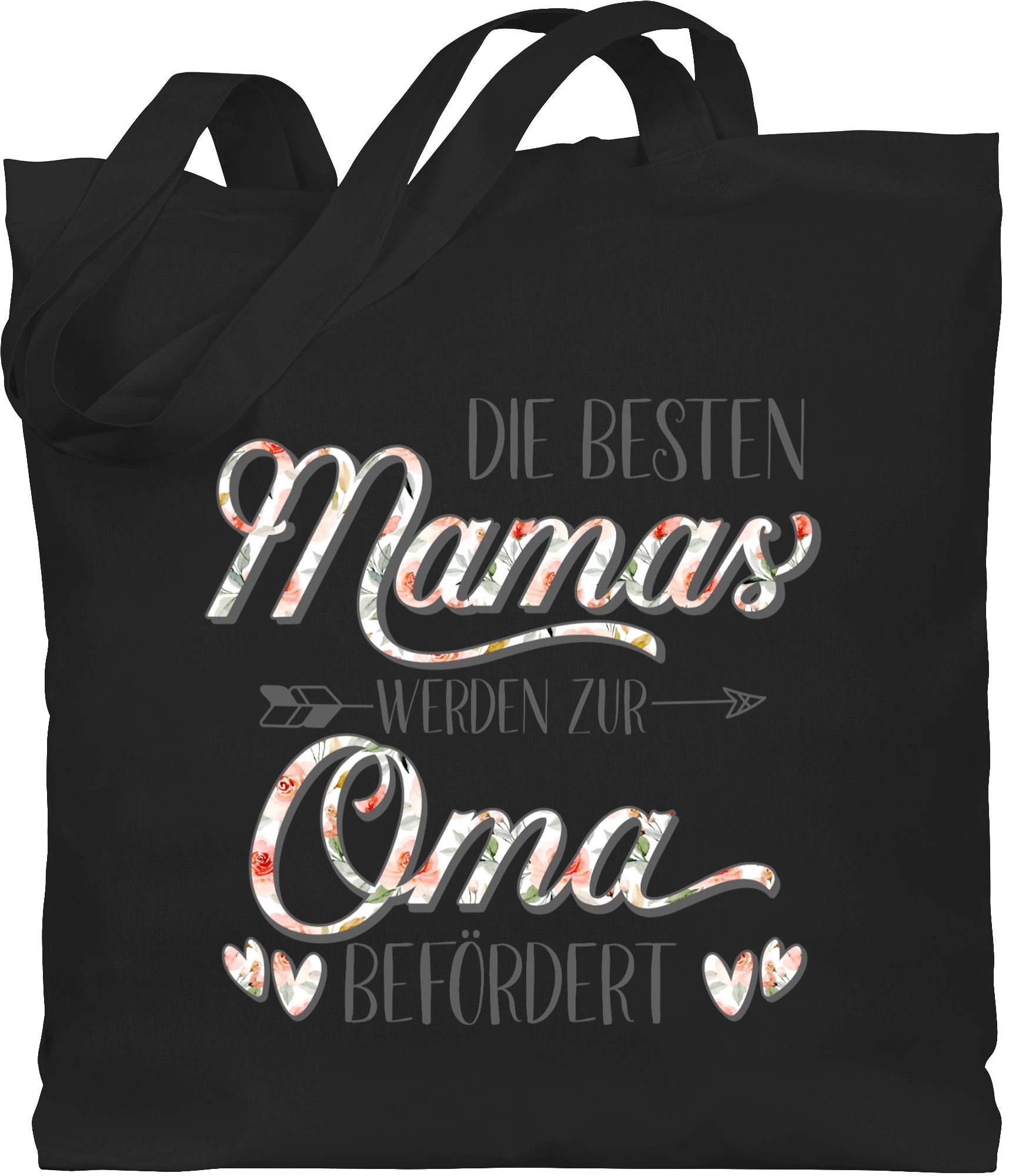 Shirtracer Umhängetasche Die besten Mamas werden zur Oma befördert, Oma Geschenk 1 Schwarz