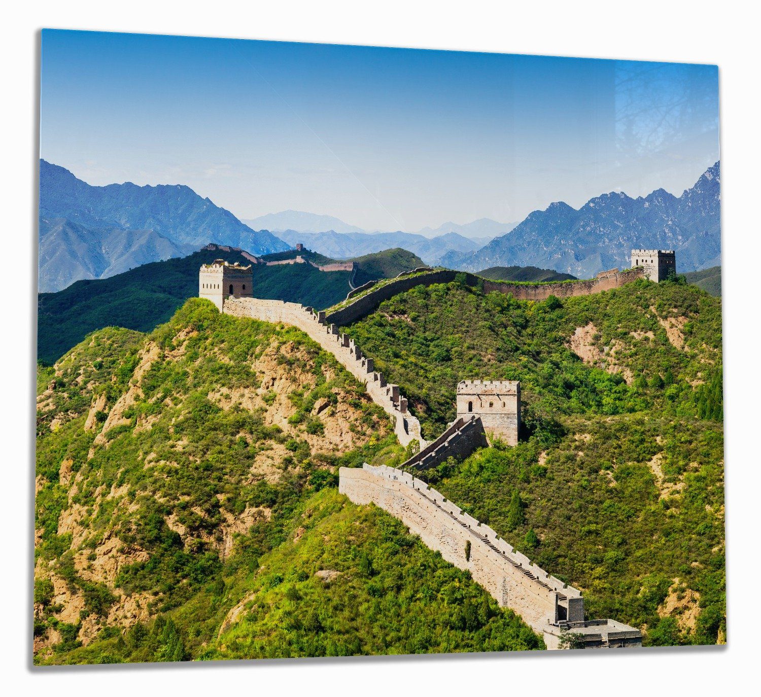 Wallario Herd-Abdeckplatte Die Chinesische Mauer - Wahrzeichen in China im Sommer, ESG-Sicherheitsglas, (Glasplatte, 1 tlg., inkl. 5mm Noppen), verschiedene Größen | Herdabdeckplatten