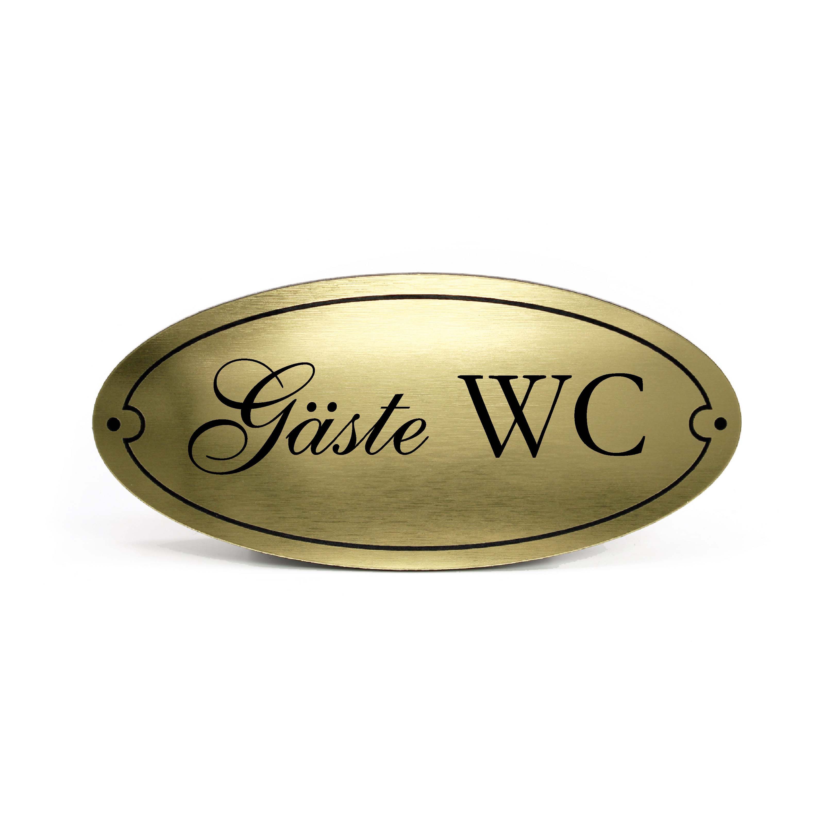 Dekolando Hinweisschild Gäste WC Türschild goldfarben graviert oval selbstklebend, (Vintage), wetterfest