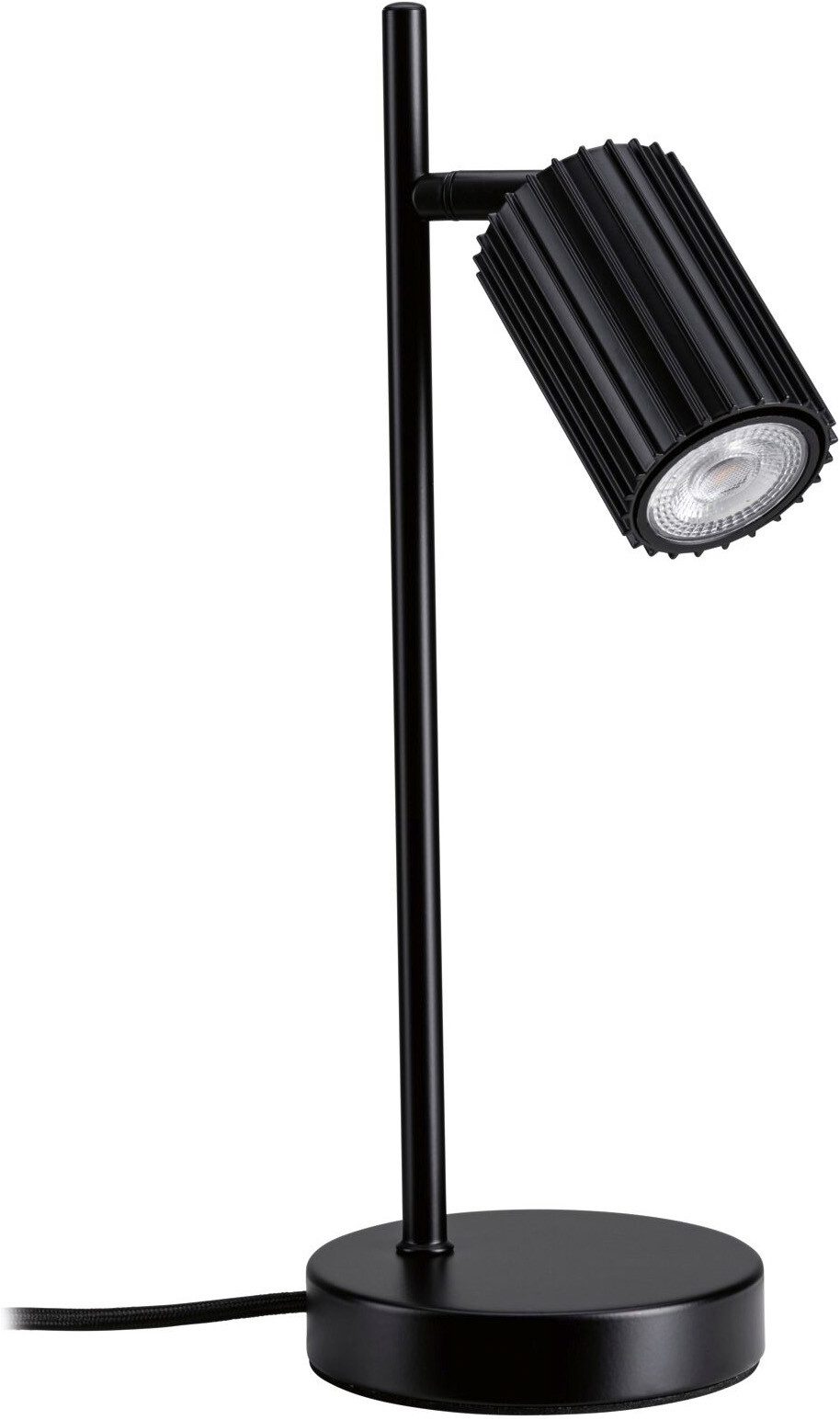 Paulmann Tischleuchte Lirena max 1x7W GU10 Schwarz 230V Metall, Ein-/Ausschalter, ohne Leuchtmittel, markante Lamellenstruktur
